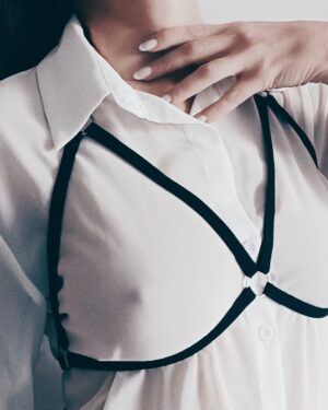 Suede harness bralette (silver details)